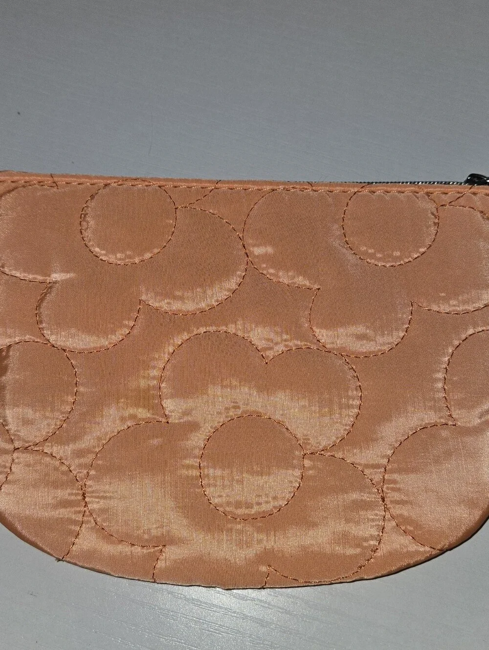 IPSY Orange Quilted Flower Pattern Make-up Pouch
